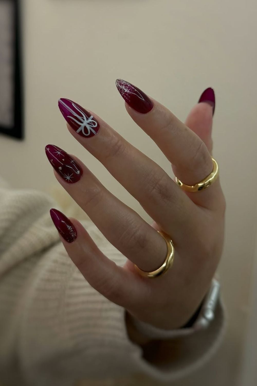 Medium Stiletto Holiday Art Mix Medium Stiletto Holiday Art Mix β Wine Christmas Nails 2026