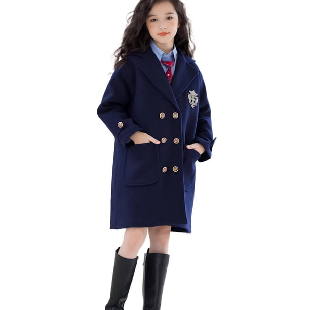 Double-Breasted Coat with Crest for a Formal College Aesthetic — Winter College Outfits