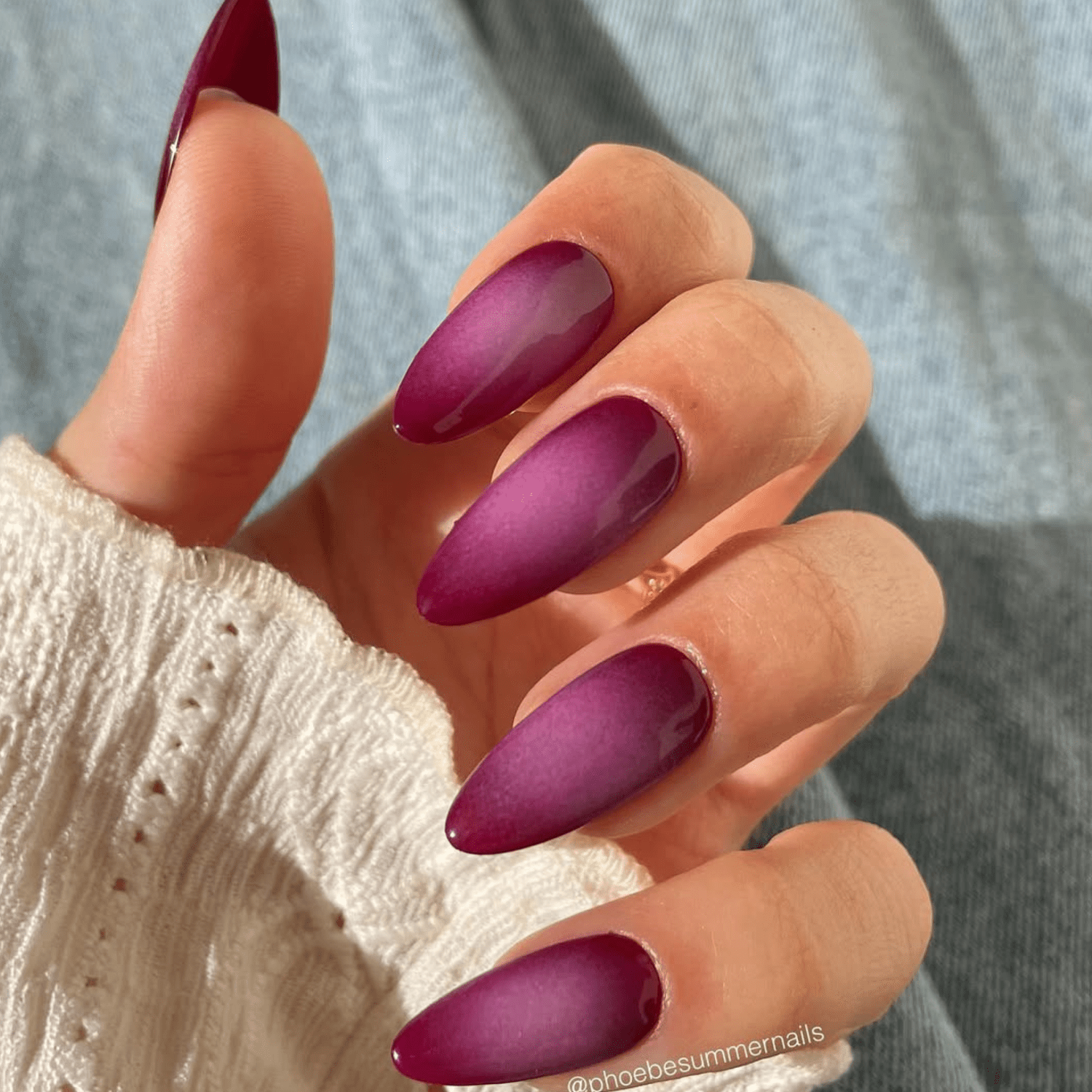 Ombre Effect Visual Idea — Medium Length Winter Nails