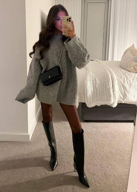 Cozy Cable Knit Sweater and Tights for a Casual Birthday — Winter Birthday Outfits