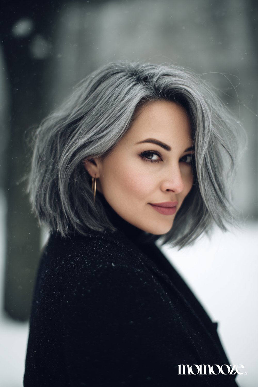 Sleek Cool Silver Gray Bob Sleek Cool Silver Gray Bob β Winter Hair Colors for Gray Hair