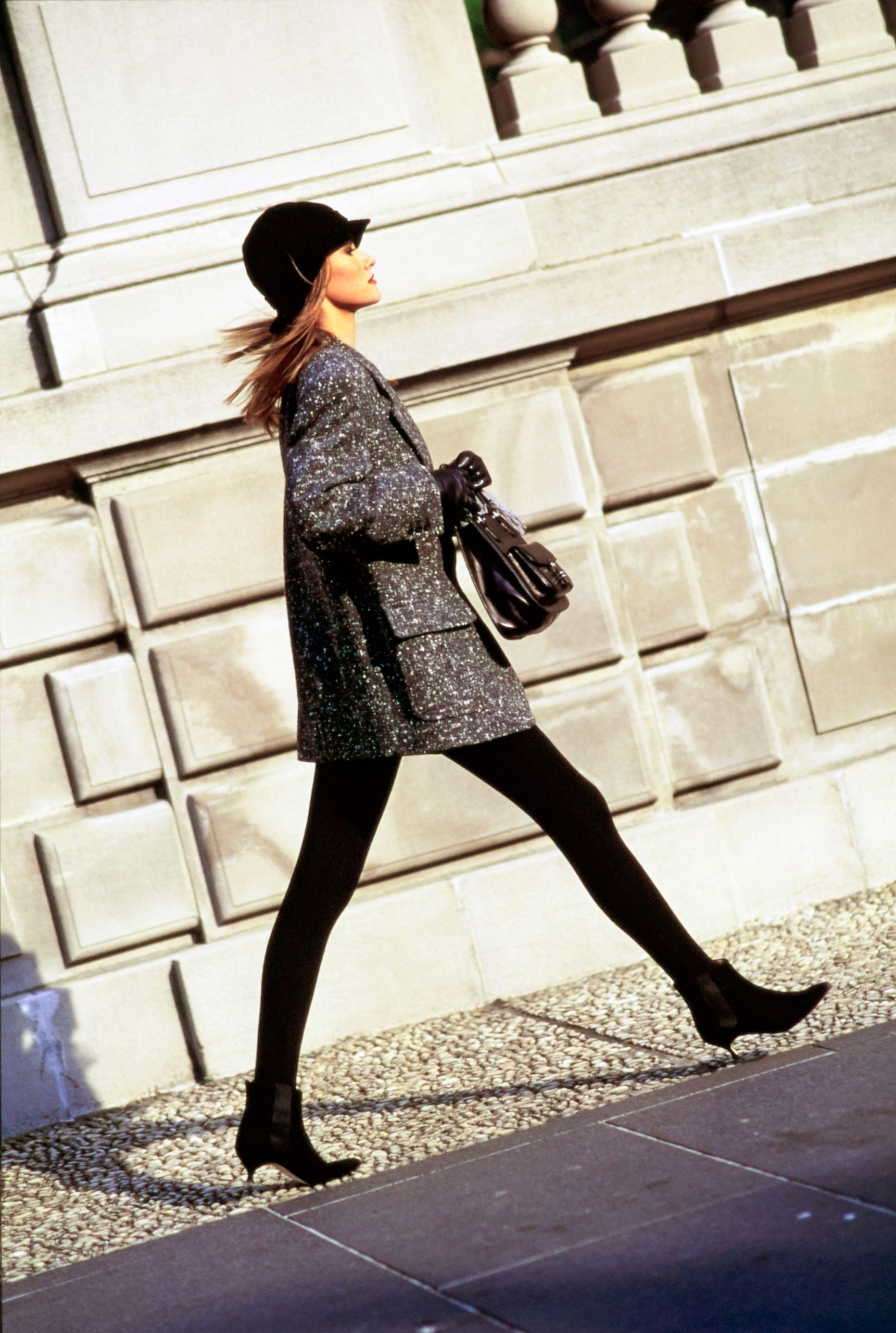 Chic City Style: Black Opaque Tights with Tweed Blazer and Ankle Boots Chic City Style: Black Opaque Tights with Tweed Blazer and Ankle Boots β Winter Outfits with Leggings