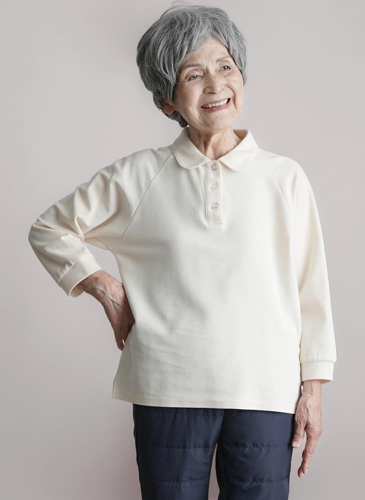 Cream Knit Collared Shirt with Navy Pants Cream Knit Collared Shirt with Navy Pants β Winter Outfits for Women Over 70