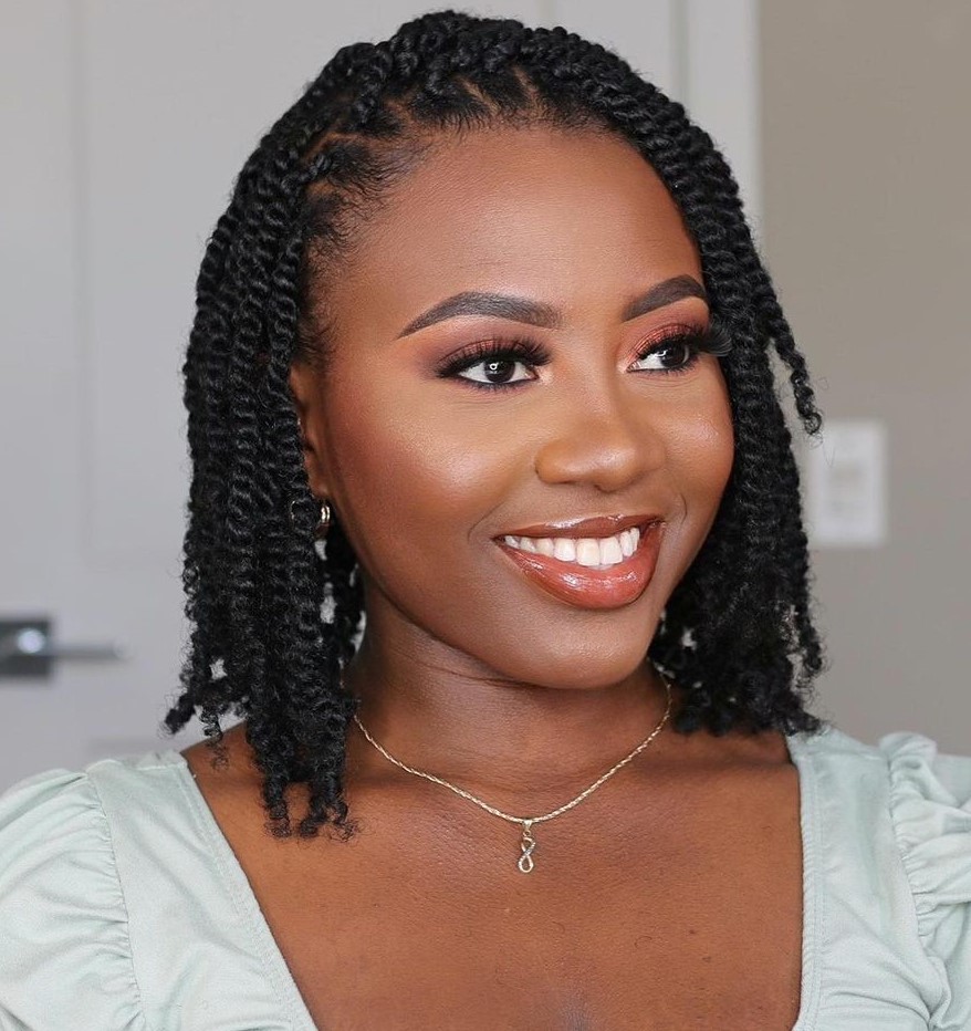 Small Coily Twists with Gold Beads — Winter Twist Hairstyles