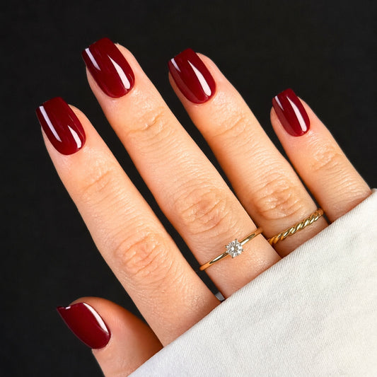 Deep Glossy Red Medium Square Nails Deep Glossy Red Medium Square Nails β New Years Square Nails 2027