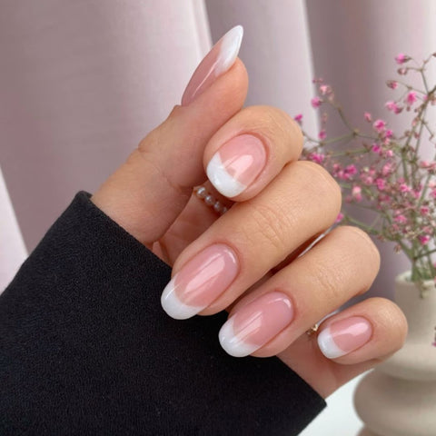 French Tips On All Nails Clear Pink Base Classic White French French Tips On All Nails Clear Pink Base Classic White French β New Years French Tip Nails 2027