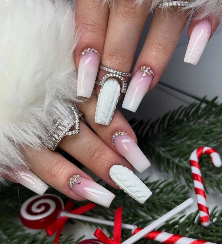 Glossy With Matte Texture On Accent Nail Visual Idea — Winter Gel Nail Colors