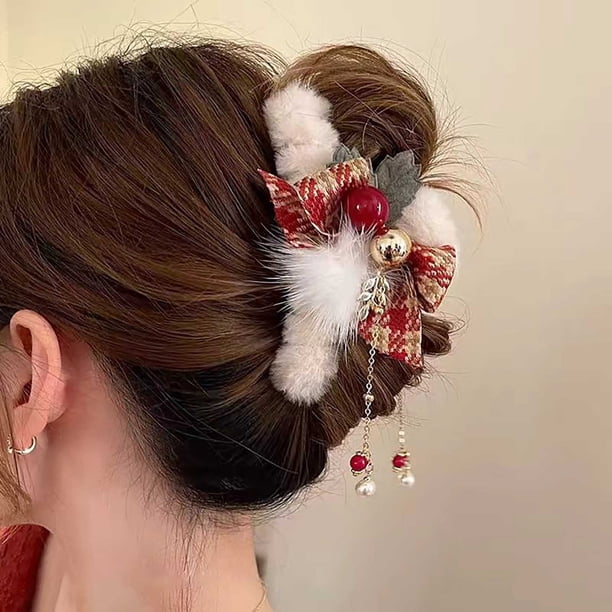 Visual Idea — Adorned With A Festive Red — Winter Haircuts for Girls