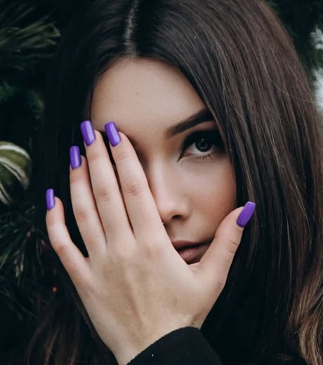 Glossy Vibrant Purple Medium Square Glossy Vibrant Purple Medium Square β Winter Purple Nails
