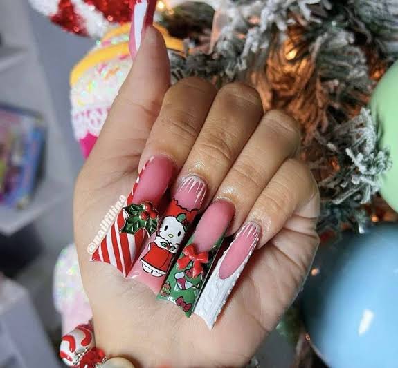 Extra Long Coffin Pink Candy Cane Kitty Extra Long Coffin Pink Candy Cane Kitty β Hello Kitty Christmas Nails 2026