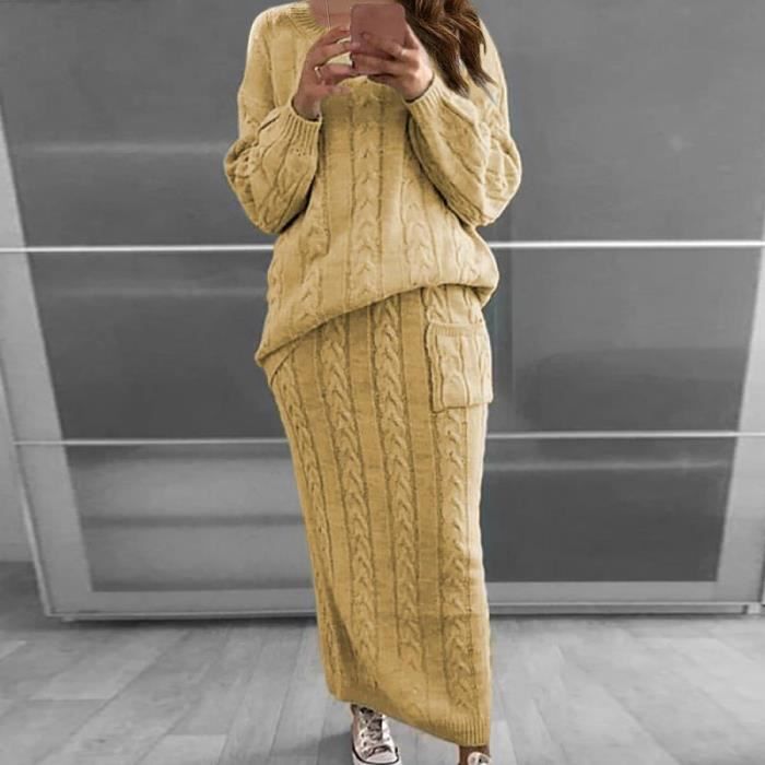 Matching Cable Knit Maxi Skirt Set Matching Cable Knit Maxi Skirt Set β Winter Skirt Outfits