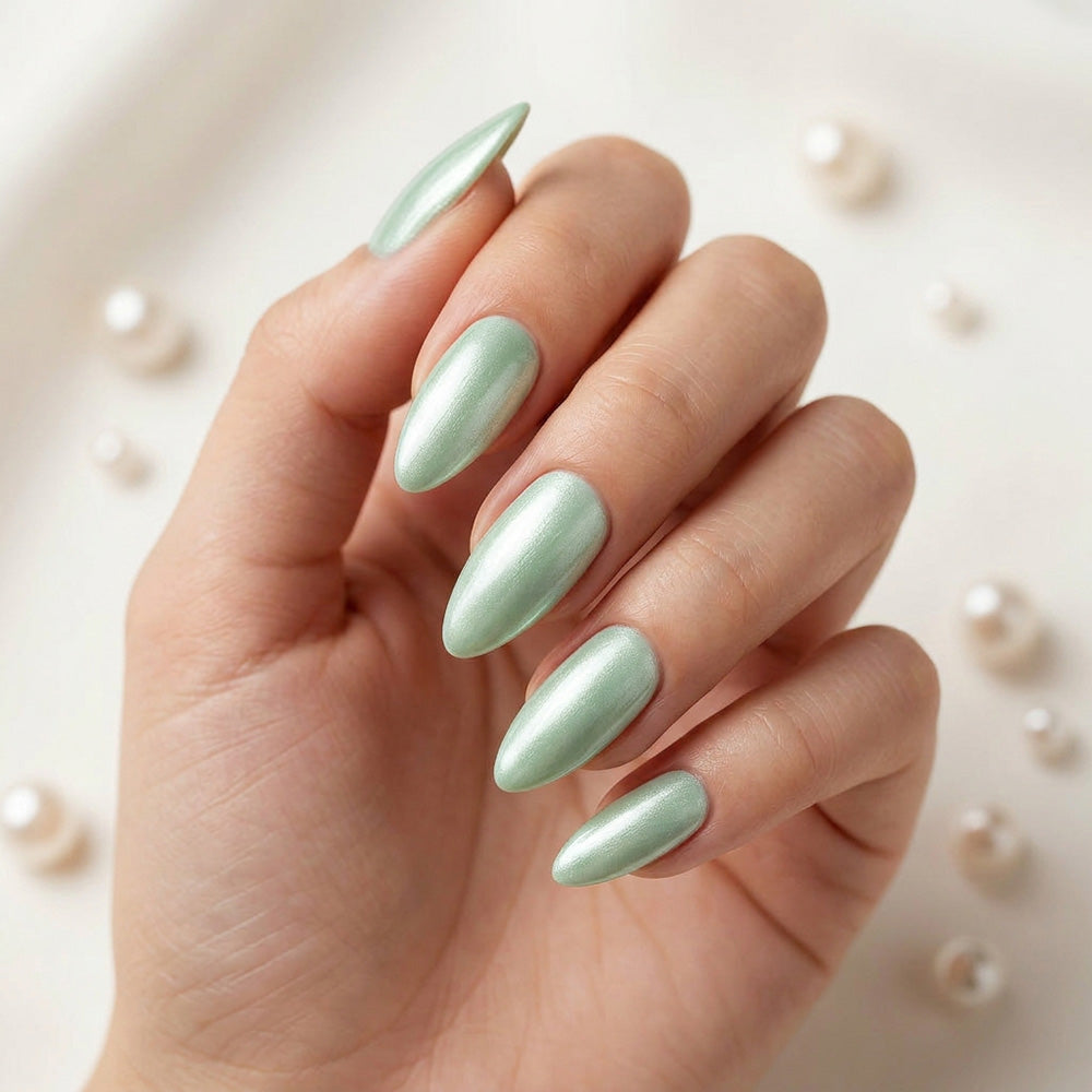 Pearlescent Metallic Visual Idea — Winter Gel Nail Colors
