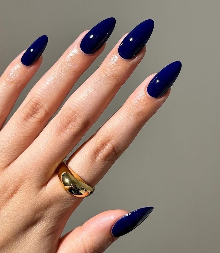 Dramatic Long Stiletto Navy Blue — Navy Blue Nails