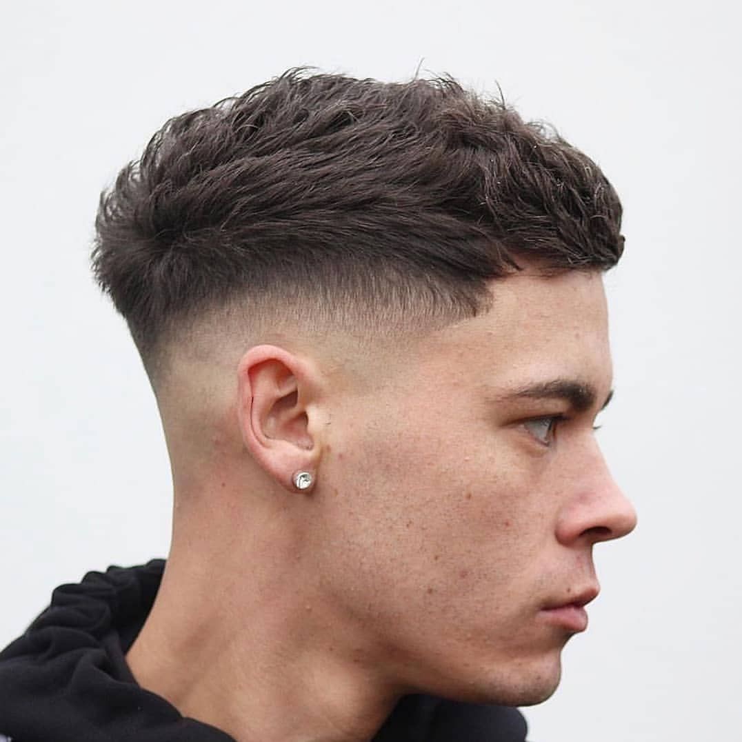 Dark Brown Textured Crop With Fade Dark Brown Textured Crop With Fade β Winter Haircuts for Men