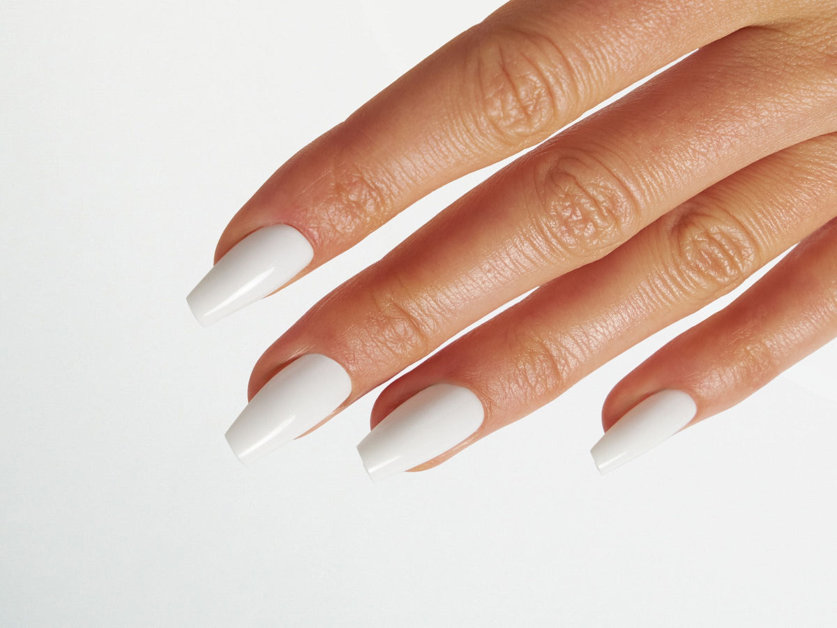Soft White Matte Coffin Nails — Winter Acrylic Nail Colors