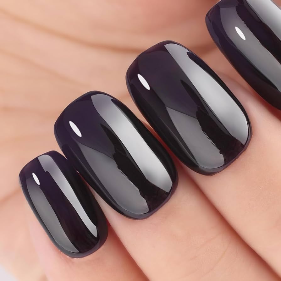 Deep Plum Purple Squoval Deep Plum Purple Squoval β Winter Nail Colors for Brown Skin
