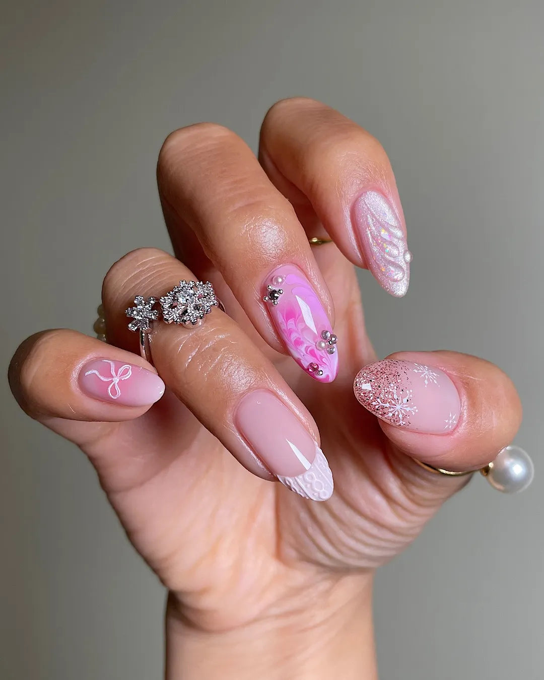 Long Stiletto Pink Glitter French Tips Long Stiletto Pink Glitter French Tips β Winter Pink Nails