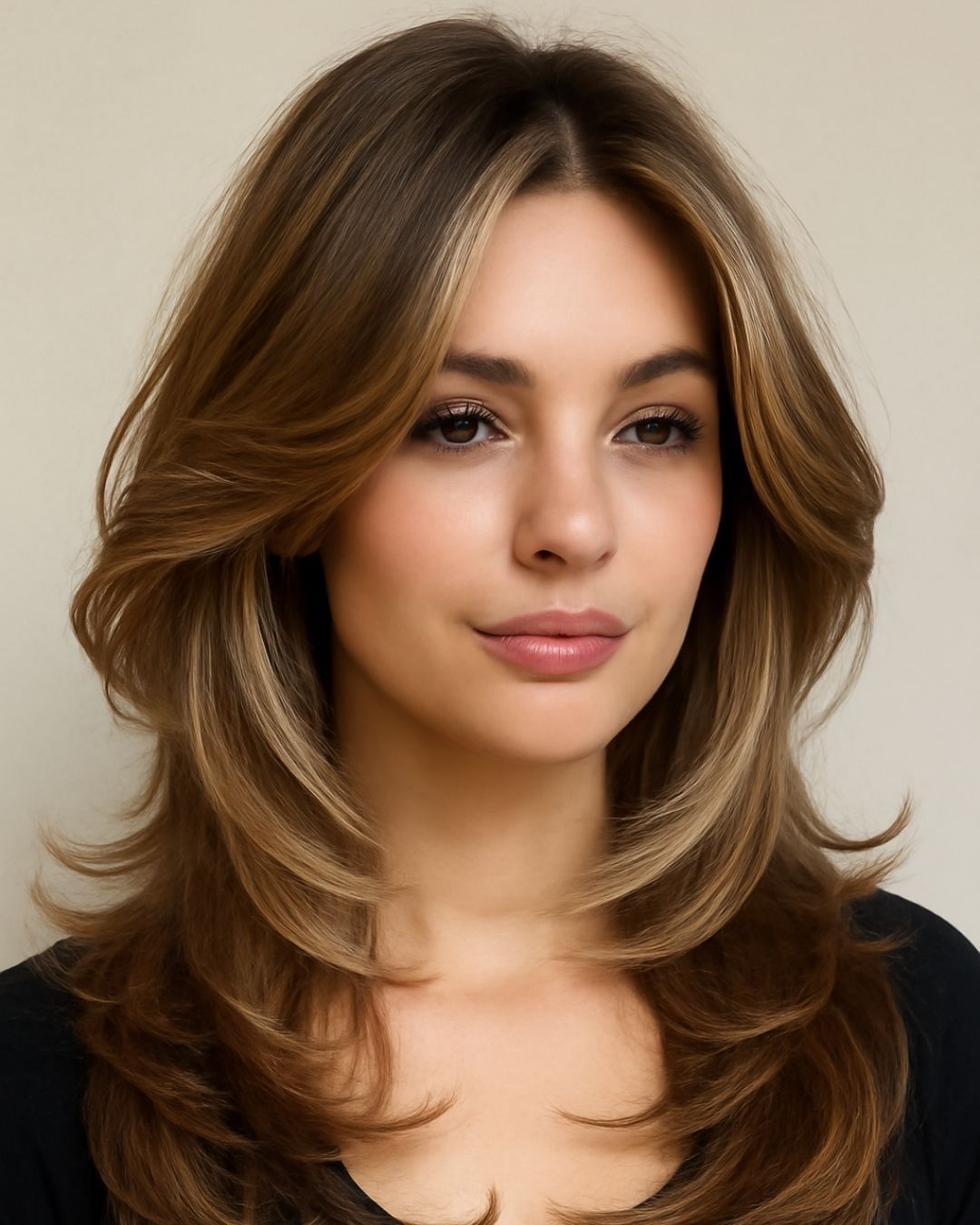 Layered Cut With Face-Framing Balayage — Medium Length Winter Haircuts
