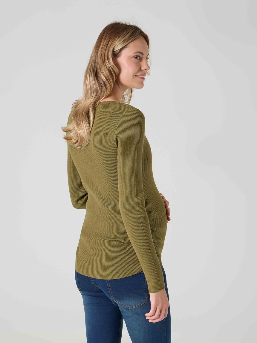 Fitted Olive Green Ribbed Knit Sweater Fitted Olive Green Ribbed Knit Sweater β Winter Maternity Outfits