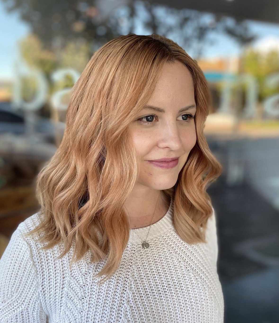 Collarbone Strawberry Blonde Lob — Winter Hair Colors for Blondes