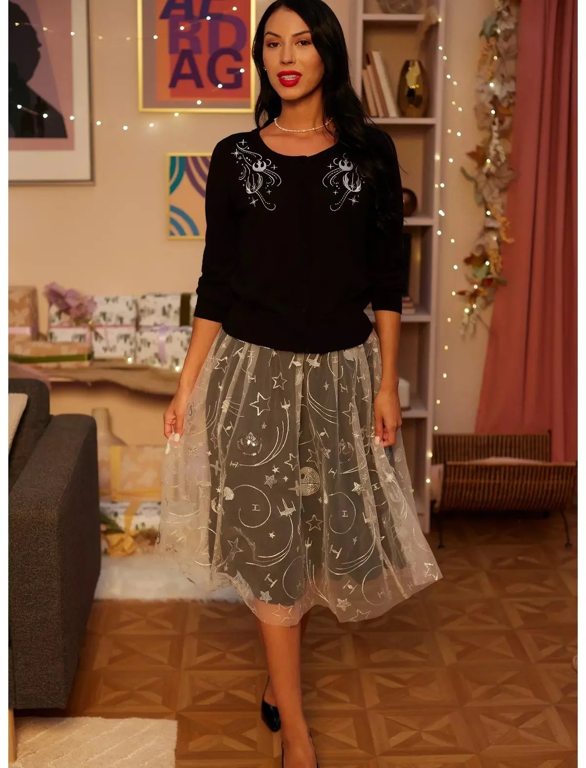 Star Wars Tulle Skirt with Black Sweater for a Chic Holiday Look Star Wars Tulle Skirt with Black Sweater for a Chic Holiday Look β Disney Winter Outfits