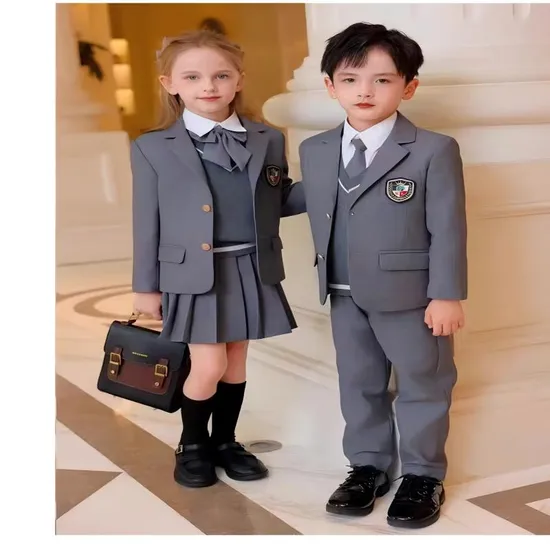 Formal Grey School Uniform Ensemble — Winter School Outfits