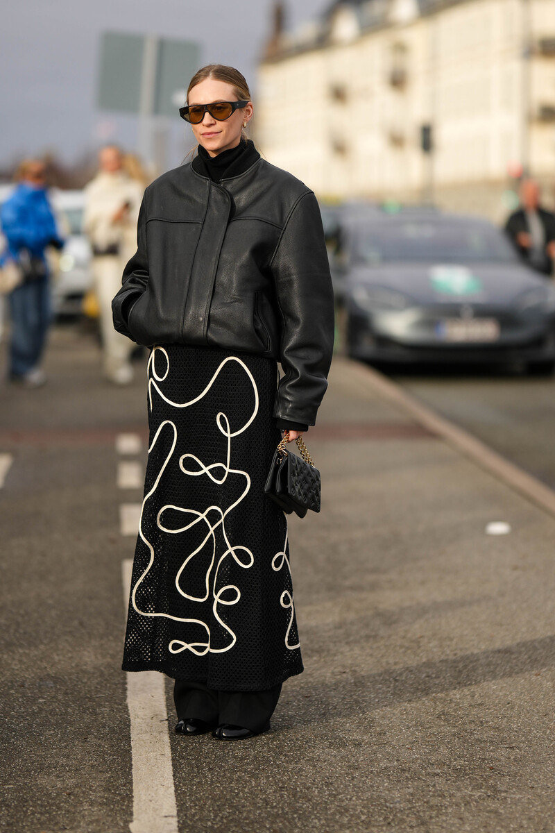 Leather Bomber Meets Maxi Skirt: Unexpected Texture Play — Europe Winter Outfits