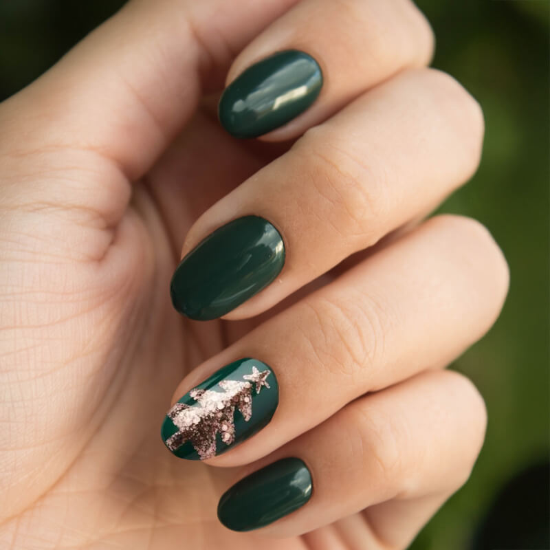 Deep Forest Green Christmas Tree Nails Deep Forest Green Christmas Tree Nails β Winter Green Nails