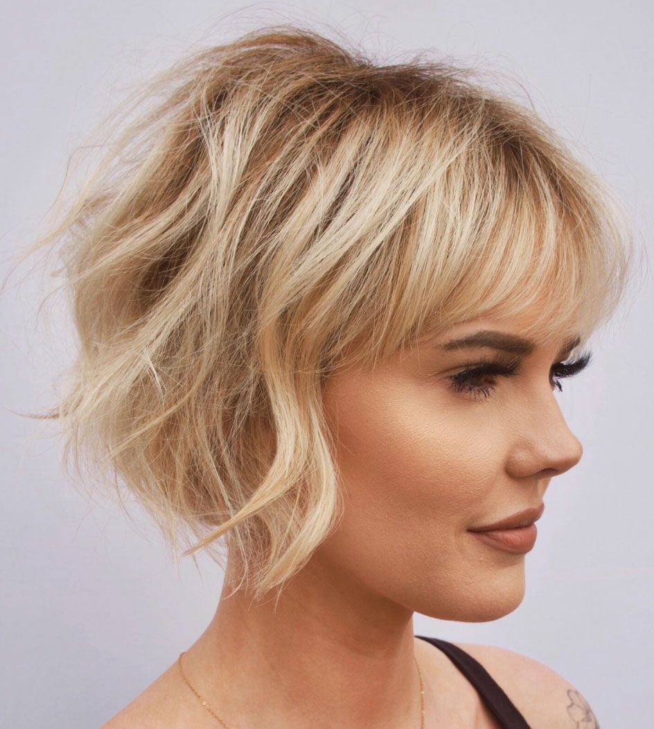 Choppy Platinum Blonde Pixie Bob — Winter Hair Colors for Short Hair