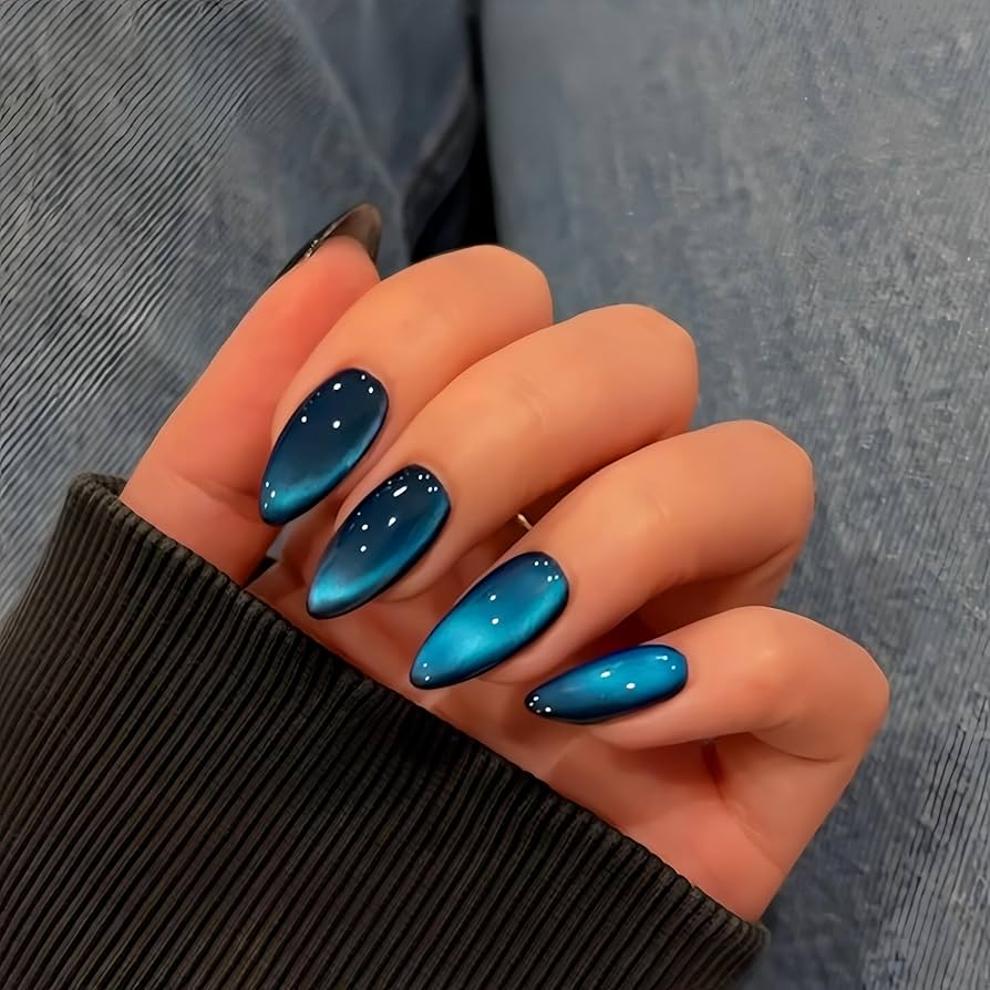 High Gloss Magnetic Cat Eye Visual Idea — New Years Press On Nails 2027