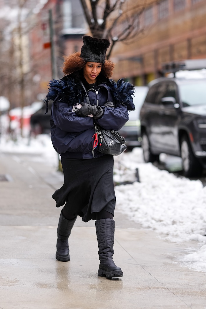 Statement Bomber Jacket with Feather Detail — NYC Winter Outfits