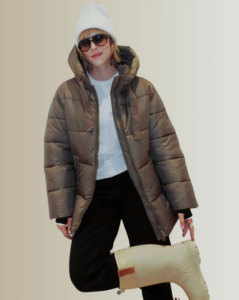 Effortless Comfort: Oversized Grey Puffer — Snow Day Outfits