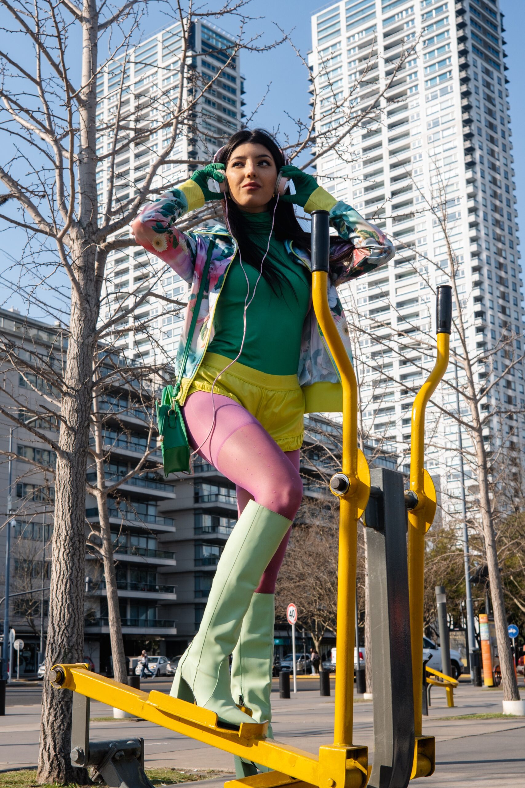 Vibrant Pink Tights with Bold Green and Yellow Mix Vibrant Pink Tights with Bold Green and Yellow Mix β Tights Outfits