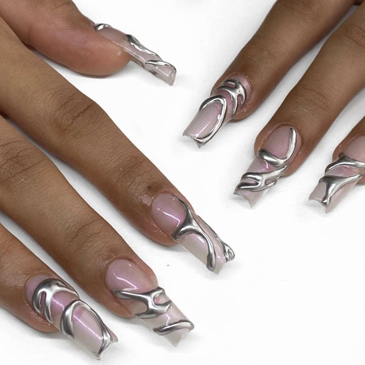 Brilliant Silver Chrome Stiletto Nails Brilliant Silver Chrome Stiletto Nails β Silver Chrome Nails