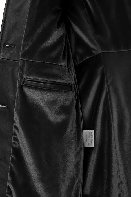 Black Lambskin Leather Car Coat Detail — Car Coat Outfits