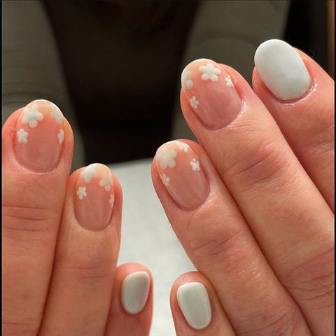 Sheer Pink White Pale Grey Visual Idea — Winter to Spring Transition Nails