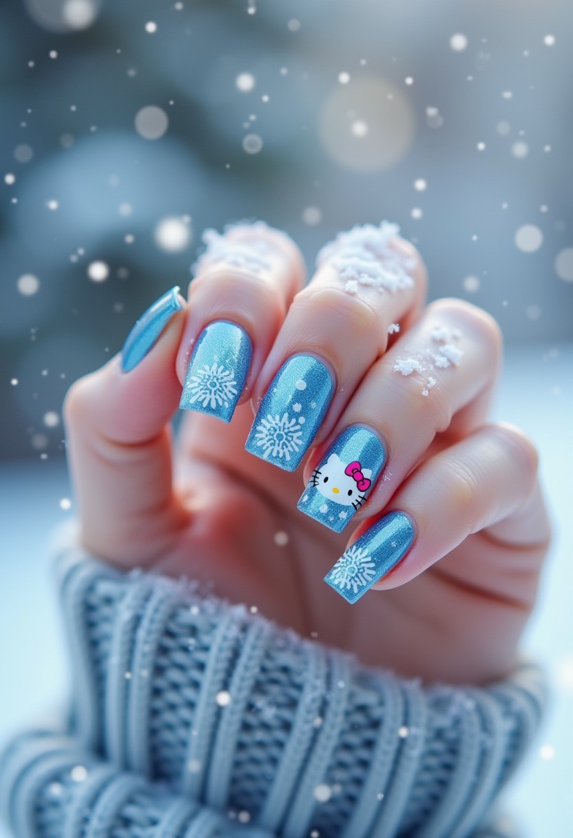Medium Square Glitter French Hello Kitty Medium Square Glitter French Hello Kitty β Hello Kitty Christmas Nails 2026