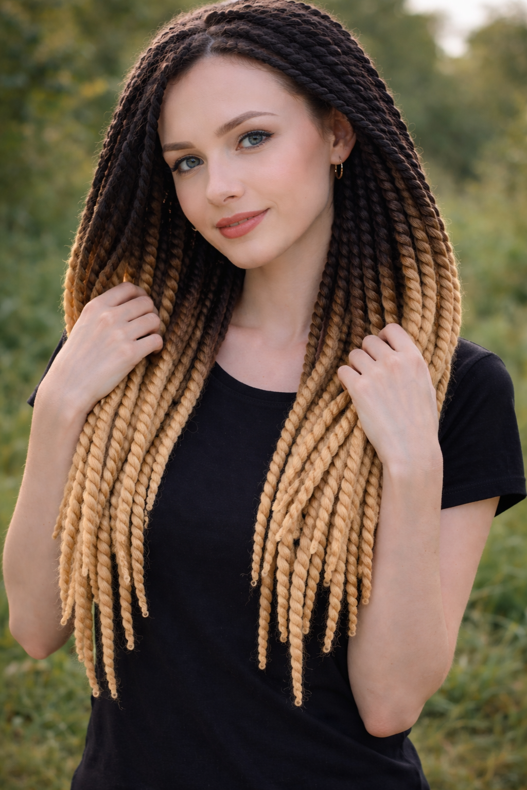 Wavy Black to Blonde Ombre Twists — Winter Twist Hairstyles