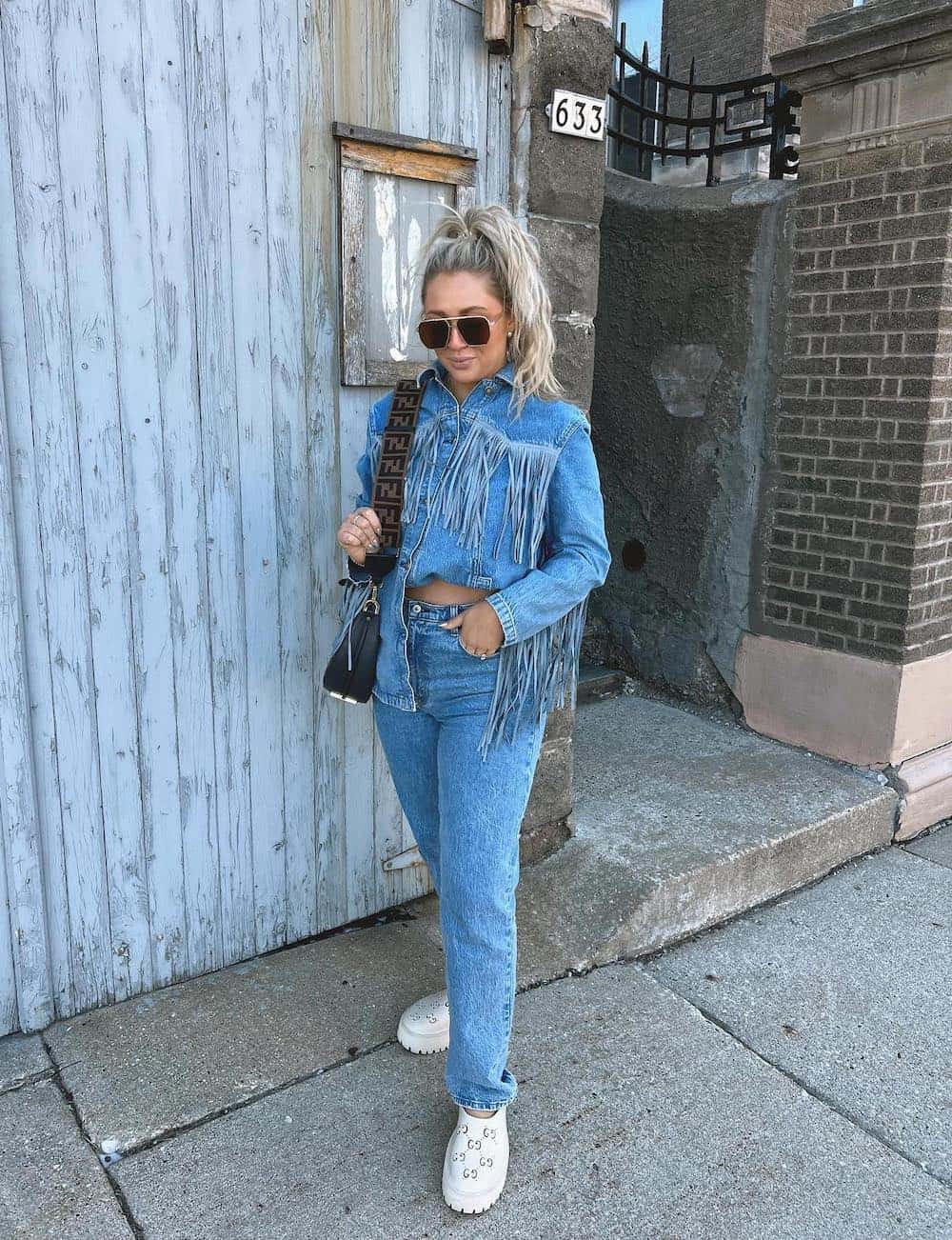 Fringe Denim Jacket and Jeans for a Casual Day Out Fringe Denim Jacket and Jeans for a Casual Day Out β Nashville Winter Outfits