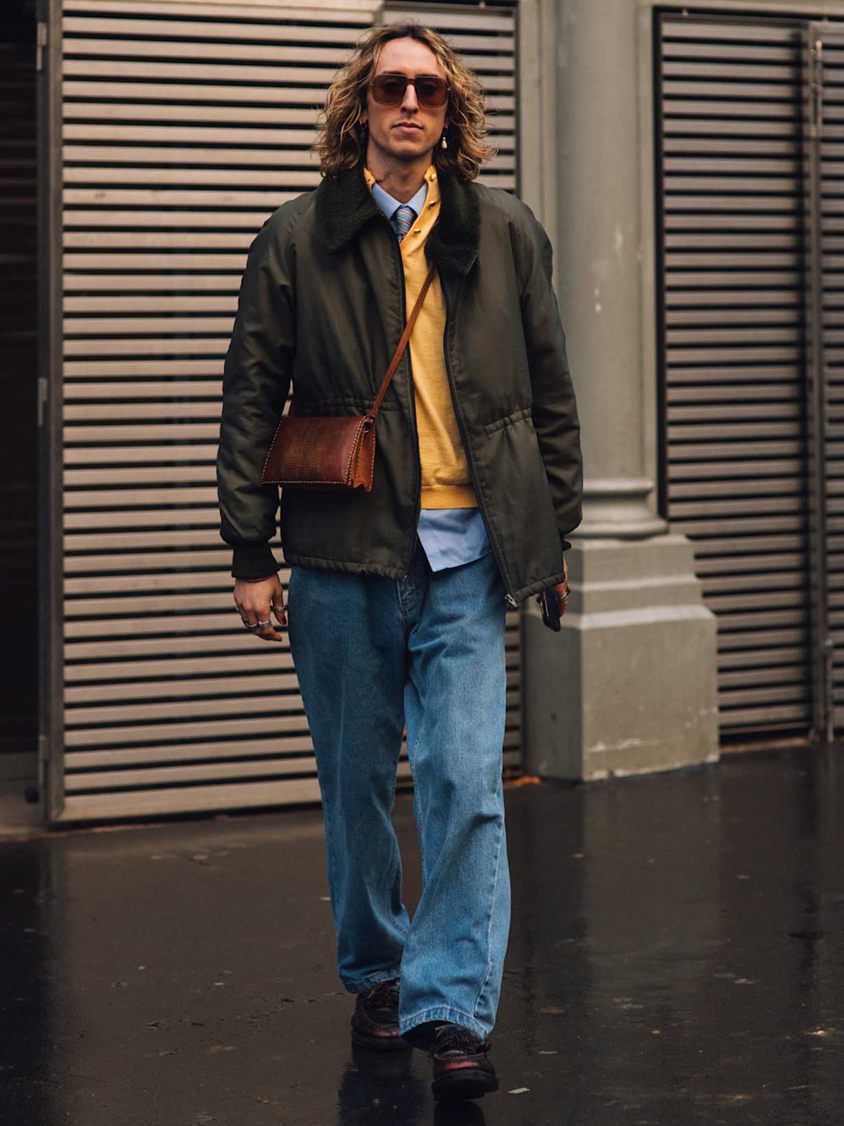 Olive Green Bomber Jacket with Vibrant Sweater Olive Green Bomber Jacket with Vibrant Sweater β Winter Outfits for Men
