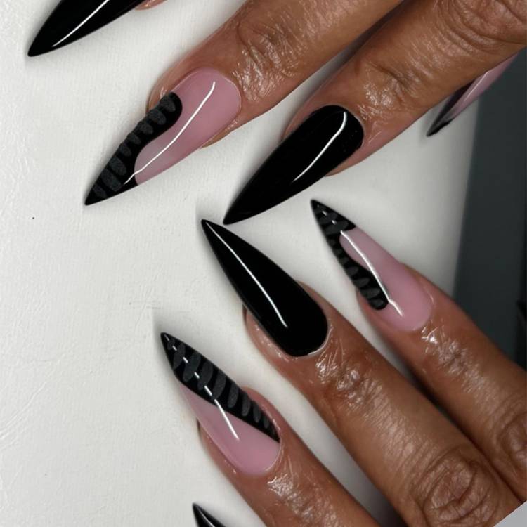Abstract Graphic Line Stiletto Nails Abstract Graphic Line Stiletto Nails β Winter Stiletto Nails