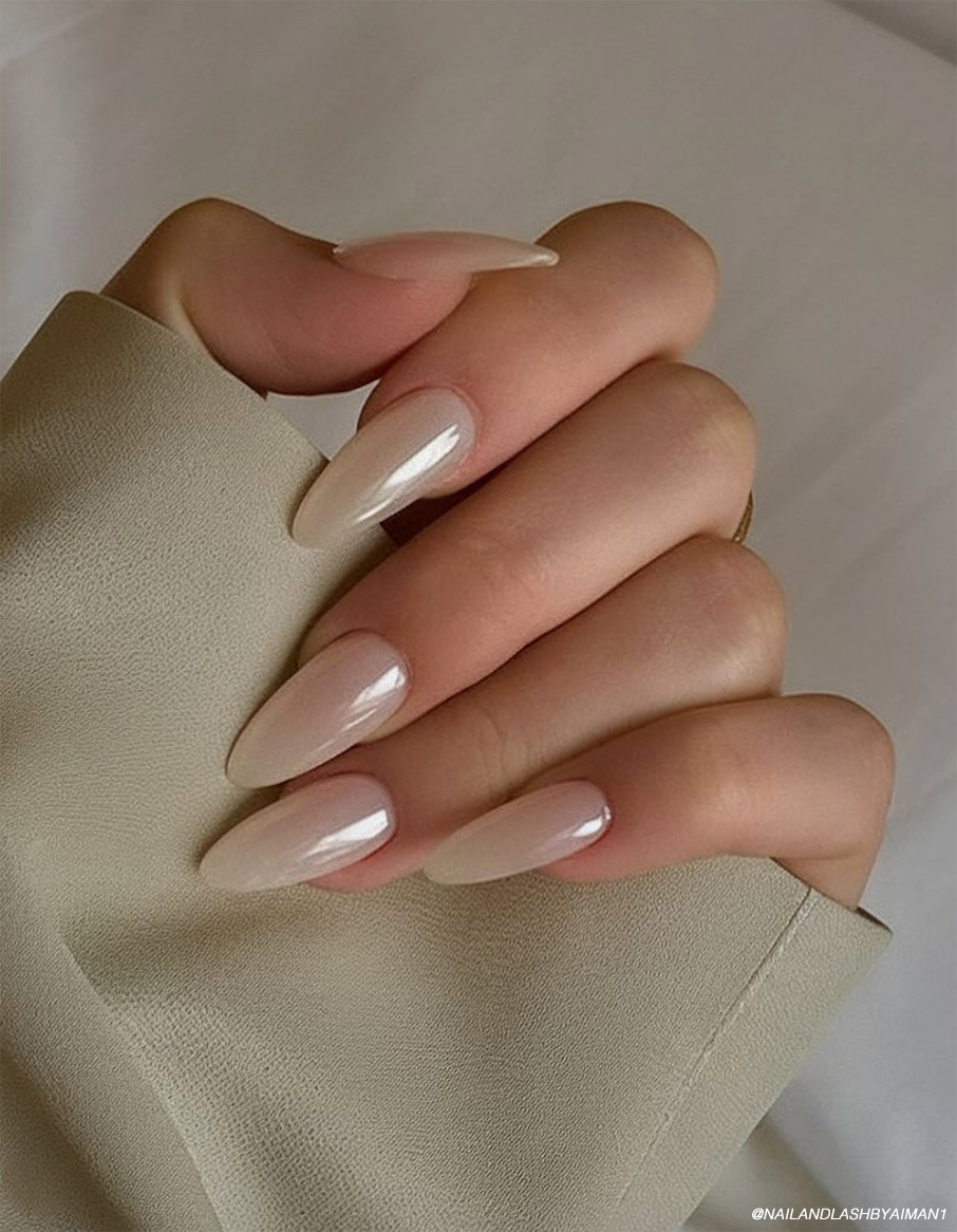 Luminous Milky Stiletto Nails Luminous Milky Stiletto Nails β Winter Nail Trends