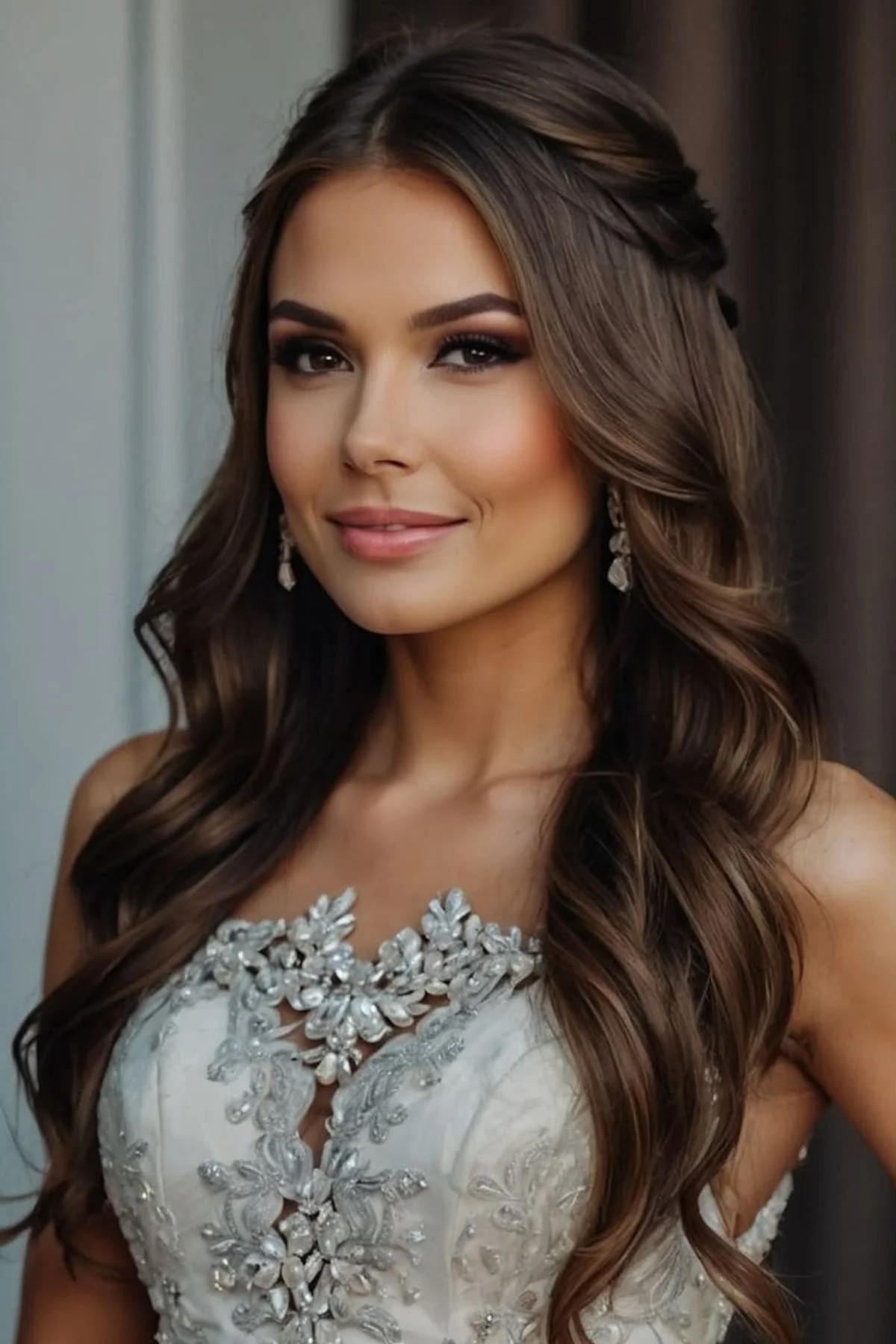Half Up Twisted Sections Waves Visual Idea — Winter Half Up Half Down Hairstyles