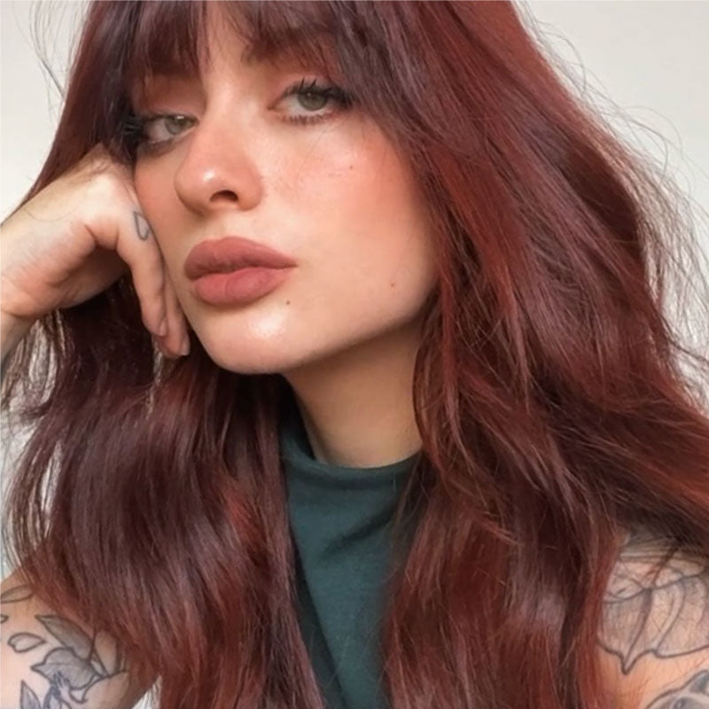 Warm Auburn Red With Wispy Bangs Warm Auburn Red With Wispy Bangs β Winter Red Hair Colors