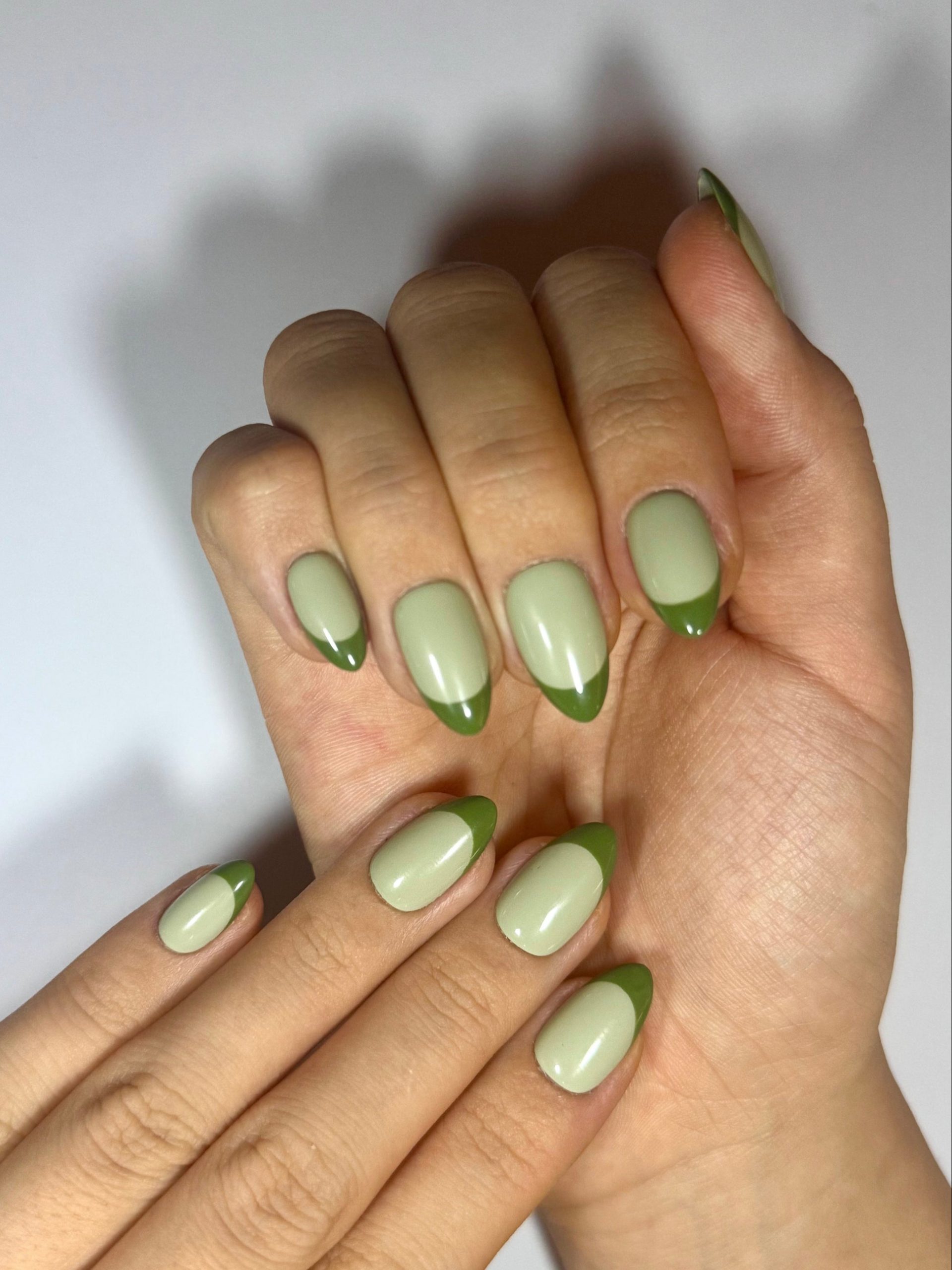 Sage and Olive French Tip Almond Nails Sage and Olive French Tip Almond Nails β Winter Green Nails
