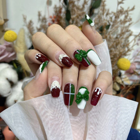 Deep Red Forest Green White Visual Idea Deep Red Forest Green White Visual Idea β Red and Green Christmas Nails 2026