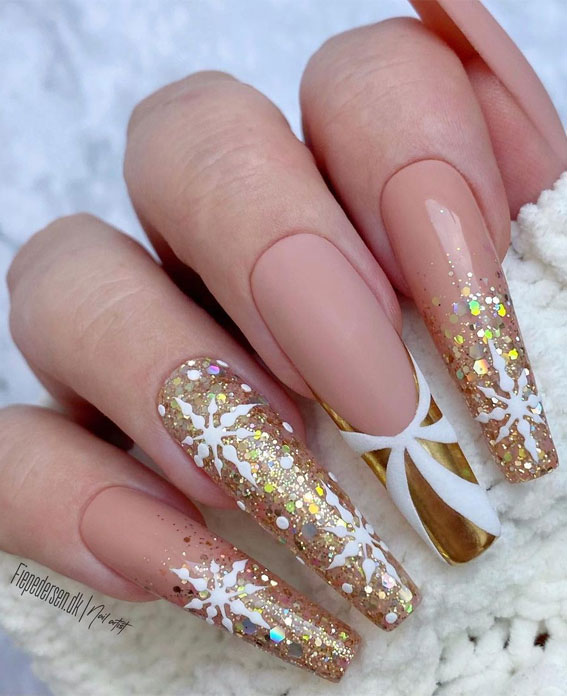 Winter Festive Visual Idea Winter Festive Visual Idea β Winter Gold Nails