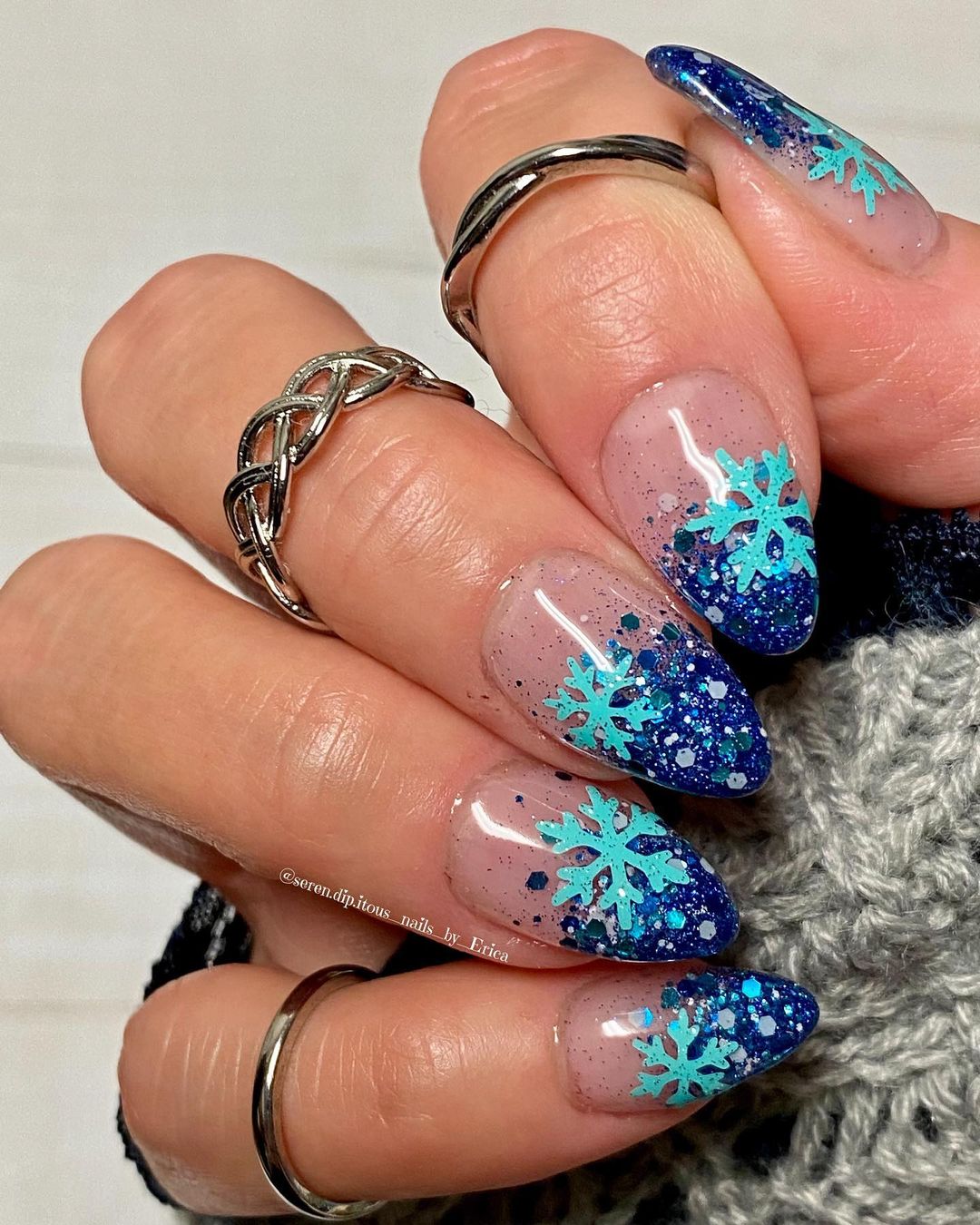 Dazzling Glitter Snowflake Stiletto Nails — Winter Nail Art