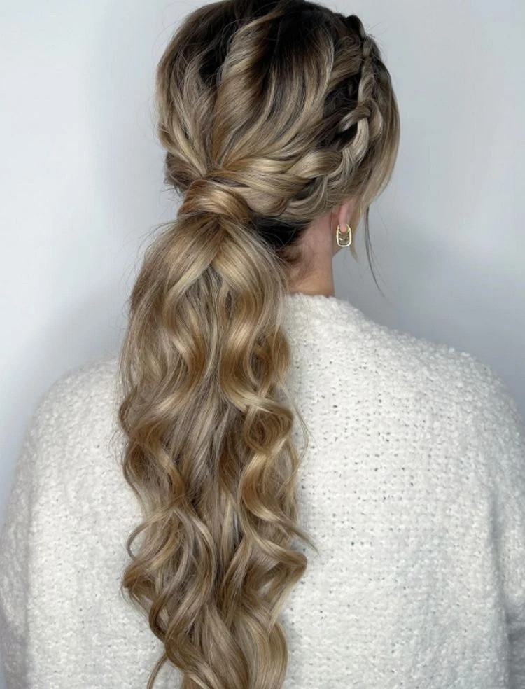 Low Ponytail With Braided Accents — Winter Ponytail Hairstyles