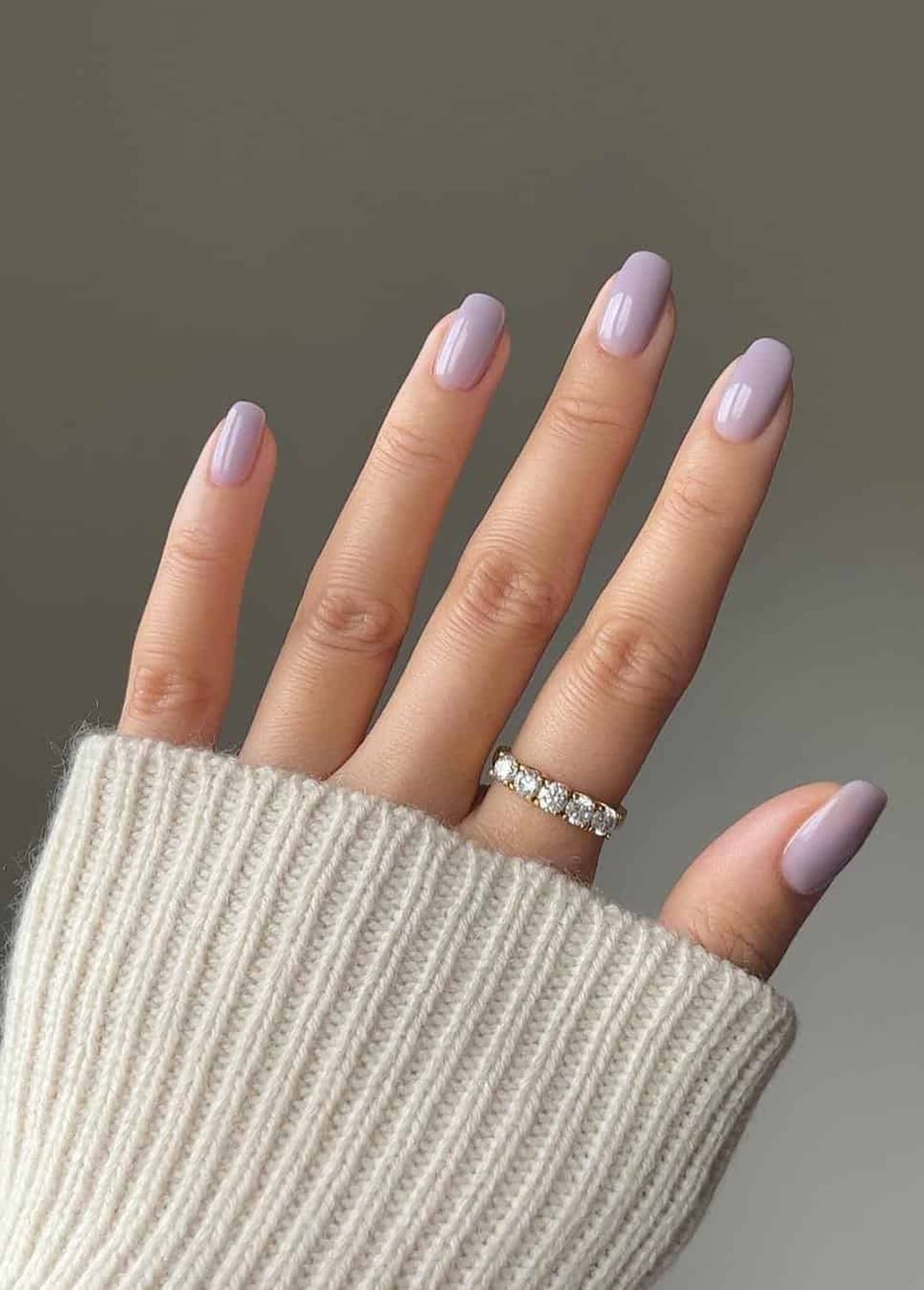 Sophisticated Muted Lavender Glossy Nails — Short Winter Nails